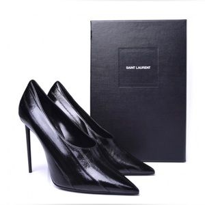Saint Laurent shiny eel teddy high vamp 105 heels